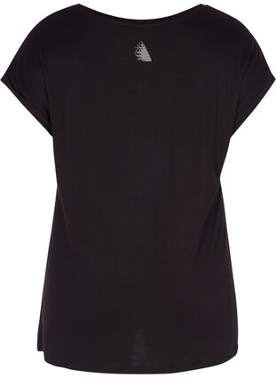 Zizzi Top with short sleeves, Black Fearless, Packshot image number 1