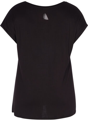 Zizzi Top with short sleeves, Black Fearless, Packshot image number 1