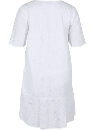 Zizzi Short-sleeved cotton dress with broderie anglaise, Bright White, Packshot image number 1