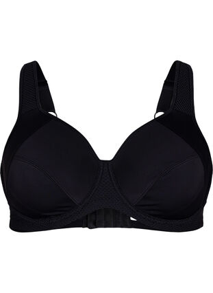 Zizzi CORE, HIGH SUPPORT WIRE BRA – biustonosz sportowy z fiszbinami, Black, Packshot image number 0