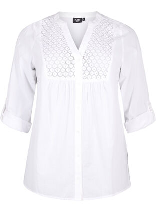 Zizzi FLASH – koszula z szydelkowym detalem, Bright White, Packshot image number 0