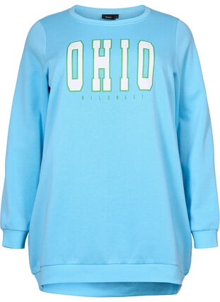 Zizzi Long sweatshirt with text print, Baltic Sea, Packshot image number 0