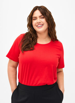 Zizzi Flash - koszulka z okraglym dekoltem, High Risk Red, Model image number 0