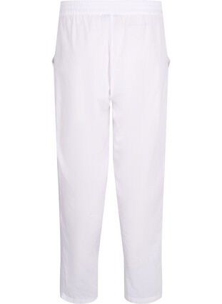 Zizzi Gladkie bawelniane spodnie z lnem, Bright White, Packshot image number 1
