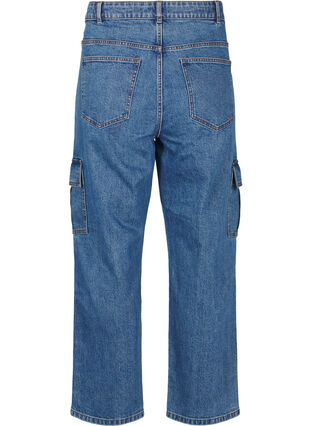 Zizzi Jeansy cargo z wysokim stanem, Blue Denim, Packshot image number 1