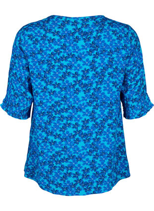 Zizzi Wiskozowa bluzka z guzikami, Blue Small Flower, Packshot image number 1