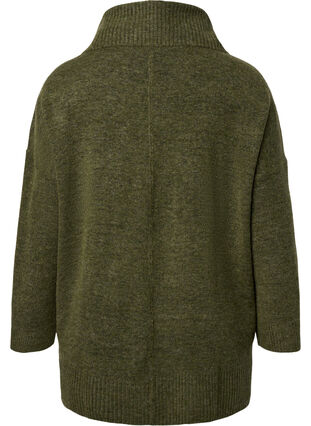 Zizzi Melanzowy sweter z dzianiny z golfem, Winter Moss Mel., Packshot image number 1