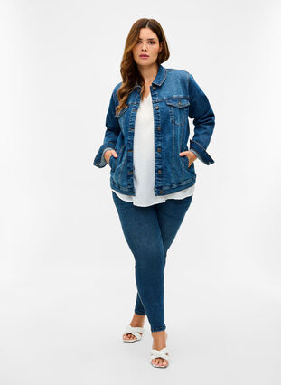 Zizzi Krótka bawelniana kurtka jeansowa, Blue denim, Model image number 2