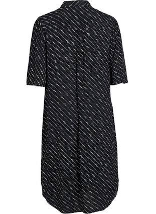 Zizzi Striped shirt dress in viscose, Black AOP, Packshot image number 1