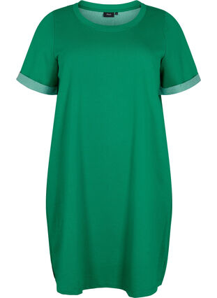 Zizzi Sweater dress with short sleeves and slits, Jolly Green, Packshot image number 0