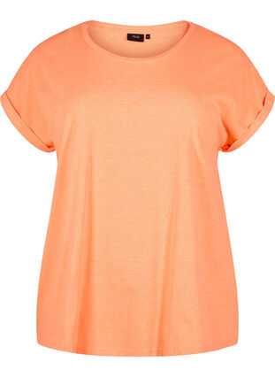Zizzi Bawelniant T-shirt w neonowym kolorze, Neon Coral, Packshot image number 0