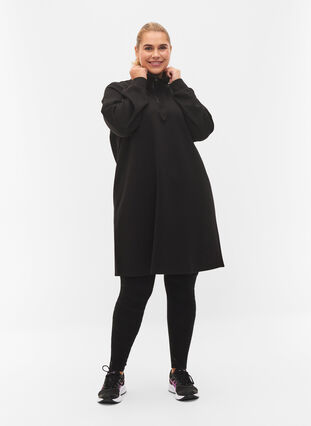 Zizzi Sweat dress with high collar, Black, Model image number 2