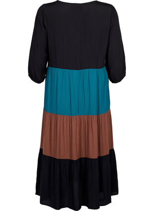 Zizzi Viscose dress with colorblock pattern, Brown Green Block, Packshot image number 1