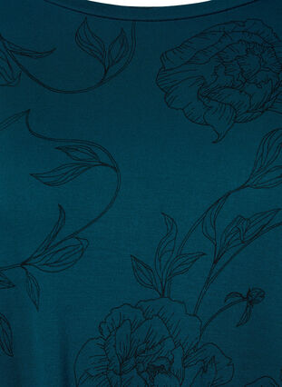 Zizzi Printed nightdress in viscose, Deep Teal Flower, Packshot image number 2