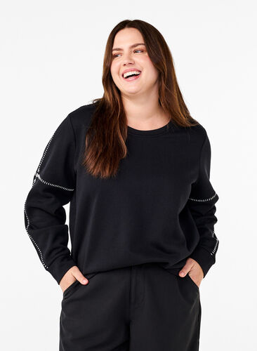 Zizzi Bluza z kontrastowymi szwami, Black, Model image number 0