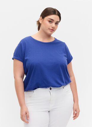 Zizzi Koszulka z krótkimi rekawami wykonana z mieszanki bawelny, Royal Blue, Model image number 0