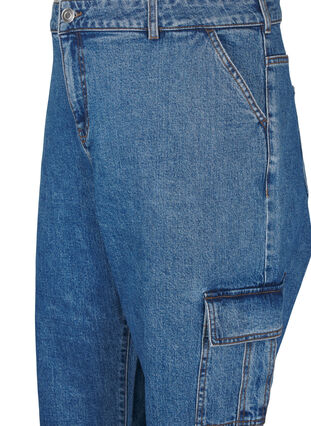 Zizzi Jeansy cargo z wysokim stanem, Blue Denim, Packshot image number 2