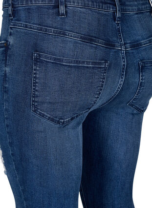 Zizzi Bardzo waskie jeansy Amy z przetarciami, Blue Denim, Packshot image number 3