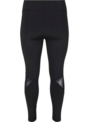 Zizzi Cropped exercise leggings with mesh, Black, Packshot image number 1