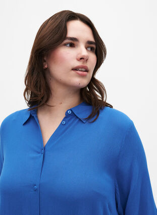 Zizzi Wiskozowa sukienka koszulowa z krótkimi rekawami, Victoria blue, Model image number 2