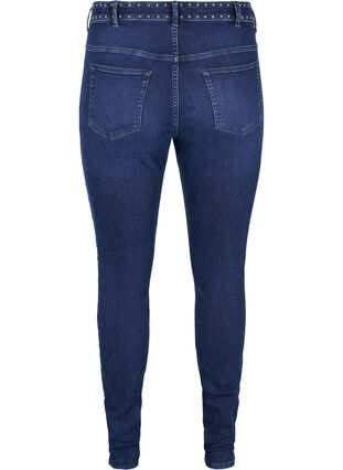 Zizzi Super slim Amy jeans with studs, Dark blue, Packshot image number 1