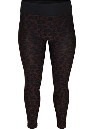 Zizzi Cropped sparkly sports leggings, Black w copper, Packshot image number 0