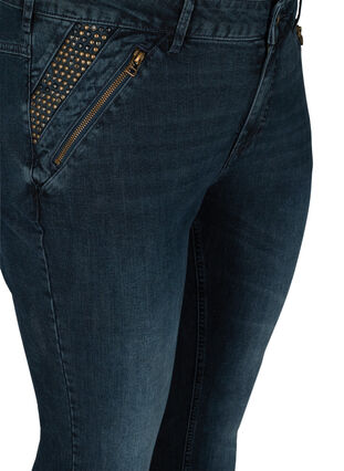 Zizzi Slim fit Emily jeans with studs, Dark blue, Packshot image number 2