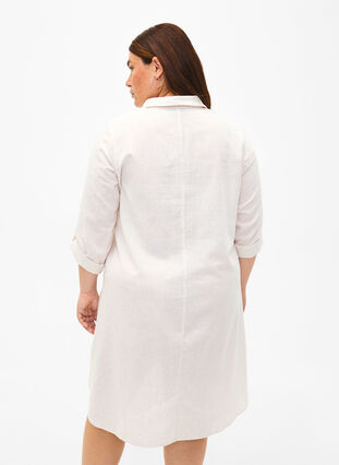 Zizzi Sukienka w paski wykonana z bawelny i lnu, Sandshell Wh. Stripe, Model image number 1