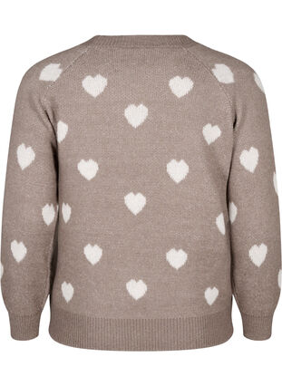 Zizzi Dzianinowy sweter w serca, Walnut Mel. Comb, Packshot image number 1