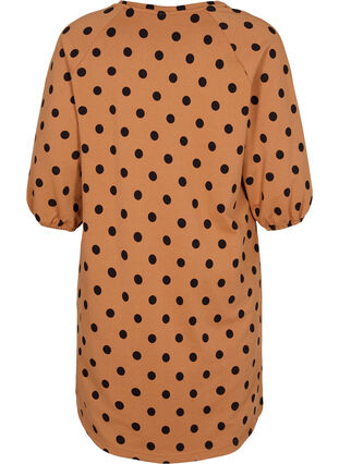 Zizzi Polka dot dress with 3/4 sleeves, Almond Black Dot, Packshot image number 1