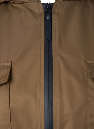 Zizzi Windproof parka jacket with adjustable waist, Teak, Packshot image number 3