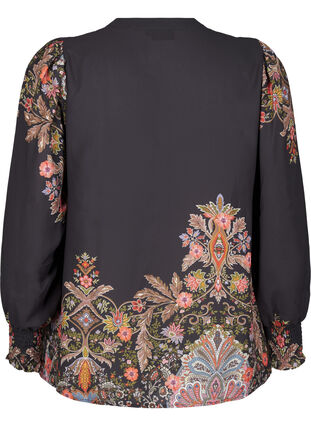 Zizzi Bluzka z nadrukiem paisley, Black Paisley, Packshot image number 1