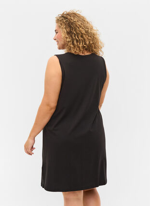 Zizzi Sleeveless night dress with v-neck and cord detail  , Black, Model image number 1