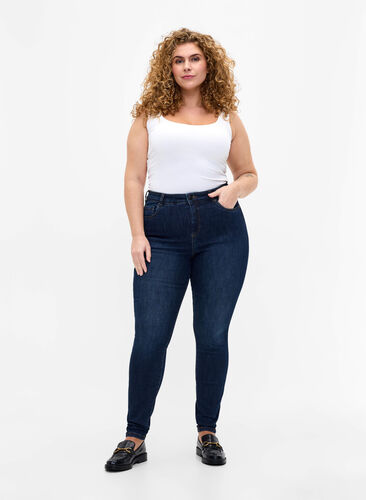 Zizzi Super slim jeans with high waist, Dark Blue, Model image number 0