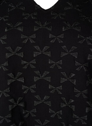 Zizzi Zakardowa bluzka z krótkim rekawem i kokardkami, Black W. Bow, Packshot image number 2