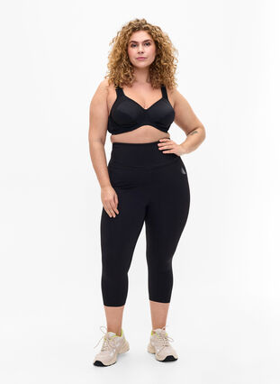 Zizzi CORE, SUPER TENSION TIGHTS – rajstopy treningowe 3/4 z kieszenia, Black, Model image number 2