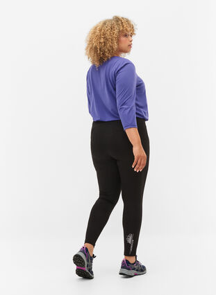 Zizzi Sports tights with reflective details and side pocket, Black, Model image number 1