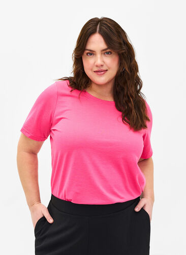 Zizzi Flash - koszulka z okraglym dekoltem, Hot Pink, Model image number 0