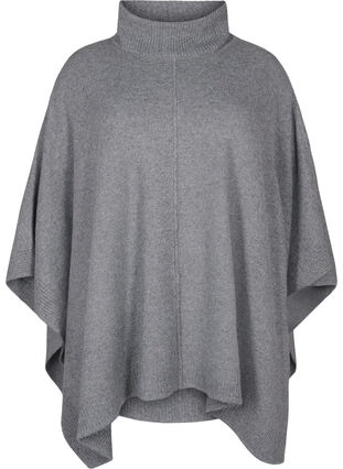 Zizzi Poncho z golfem, Medium Grey Melange, Packshot image number 0