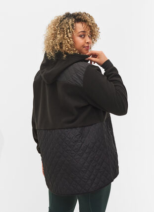 Zizzi Sports jacket in teddy and quilted fabric, Black, Model image number 1