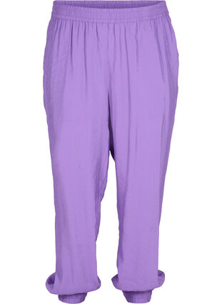 Zizzi Loose viscose blend trousers with elastic trim, Royal Lilac, Packshot image number 0