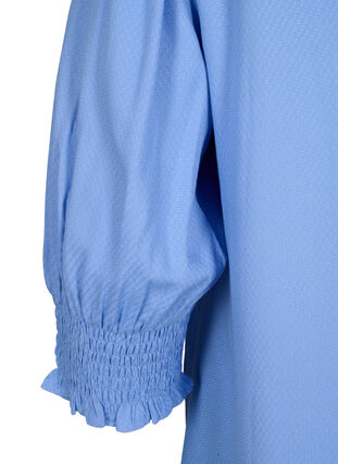 Zizzi Wiskozowa bluzka z marszczeniem i falbanka, Cornflower Blue, Packshot image number 3