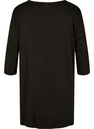 Zizzi Plain blouse with buttons and 3/4 sleeves, Black, Packshot image number 1