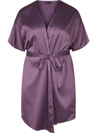 Zizzi Short-sleeved dressing gown, Vintage Violet, Packshot image number 0