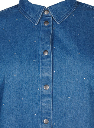 Zizzi Dzinsowa koszula z krysztalkami i rekawami 3/4, Bl. Denim Rhinestone, Packshot image number 2