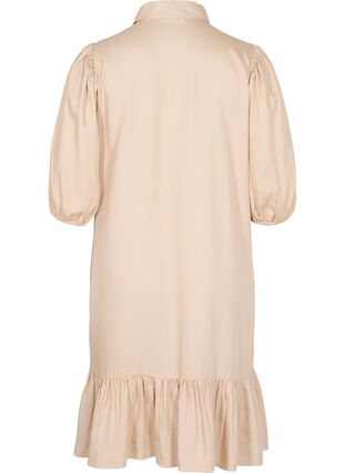 Zizzi Dress with ruffle trim and 3/4 sleeves, Humus, Packshot image number 1