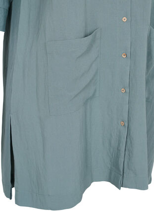 Zizzi Long viscose shirt with pockets and 3/4 sleeves, Balsam Green, Packshot image number 3