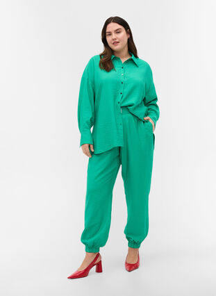 Zizzi Long-sleeved viscose shirt, Mint, Model image number 3