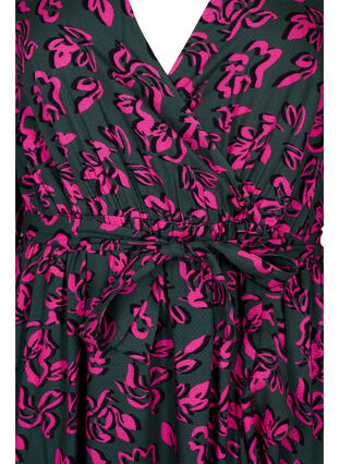 Zizzi Printed viscose midi dress with wrap effect, Deep Forest AOP, Packshot image number 2