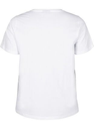 Zizzi T-shirt z bawelny organicznej z nadrukiem, Bright White Printet, Packshot image number 1